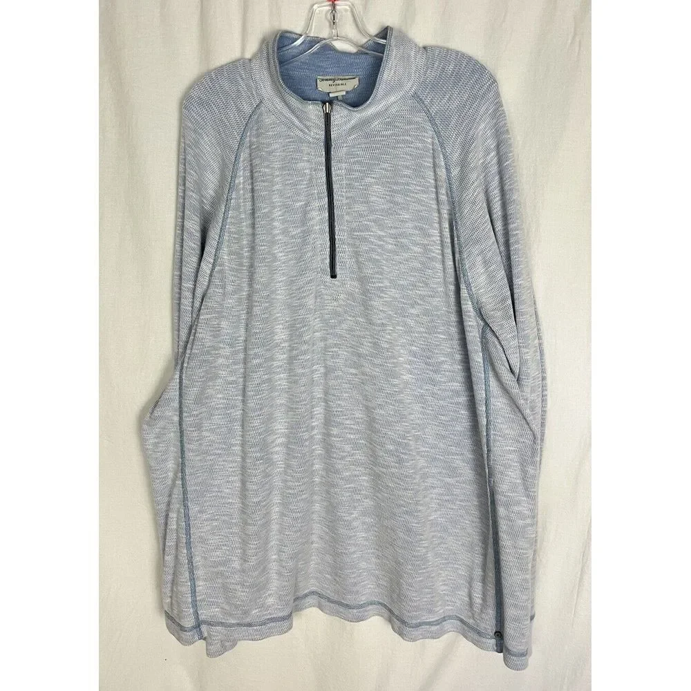 Tommy Bahama Barrier‎ Beach Sweatshirt Half Zip Reversible Mens XXL/TTG Blue